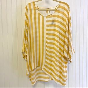 Boutique Plus Top: curvy, yellow, striped, flowy